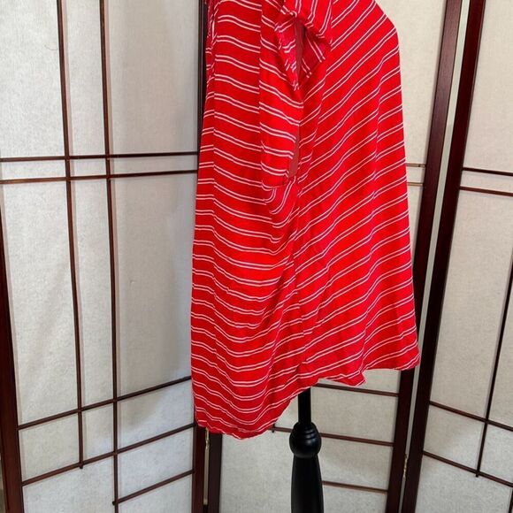 Torrid red stripe shirt with cut outs on back 2 - Picture 2 of 9